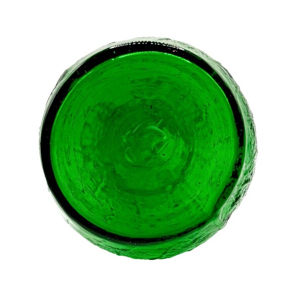 Vintage Hand Blown Art Glass Vase Double Gourd Shape Green Texture Free Form 10" - Picture 6 of 6